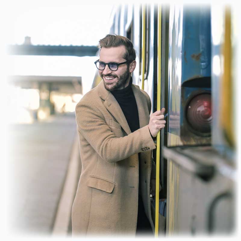 Man boarding train